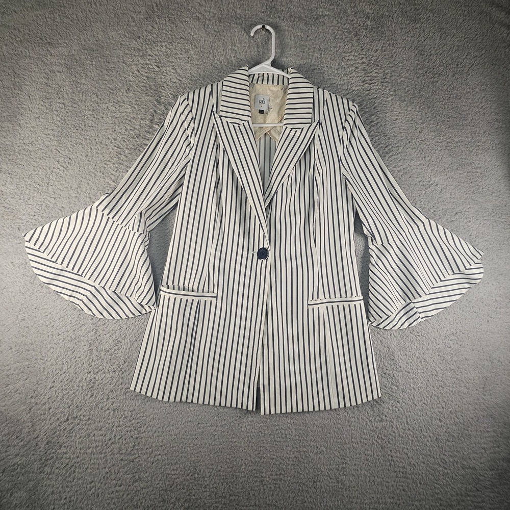 Cabi Blazer Womens 4 Pinstripe Bell Sleeve Corpcore Career Wear Executive Preppy
